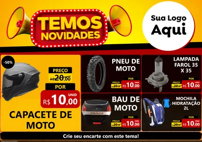 Modelo de Encarte para Encarte A4 Horizontal com o tema Temos Novidades para Moto peças