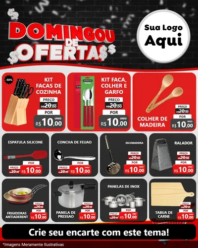Modelo de Rede Social para Feed Instagram com o tema Domingou de Ofertas para Utilidades Domésticas
