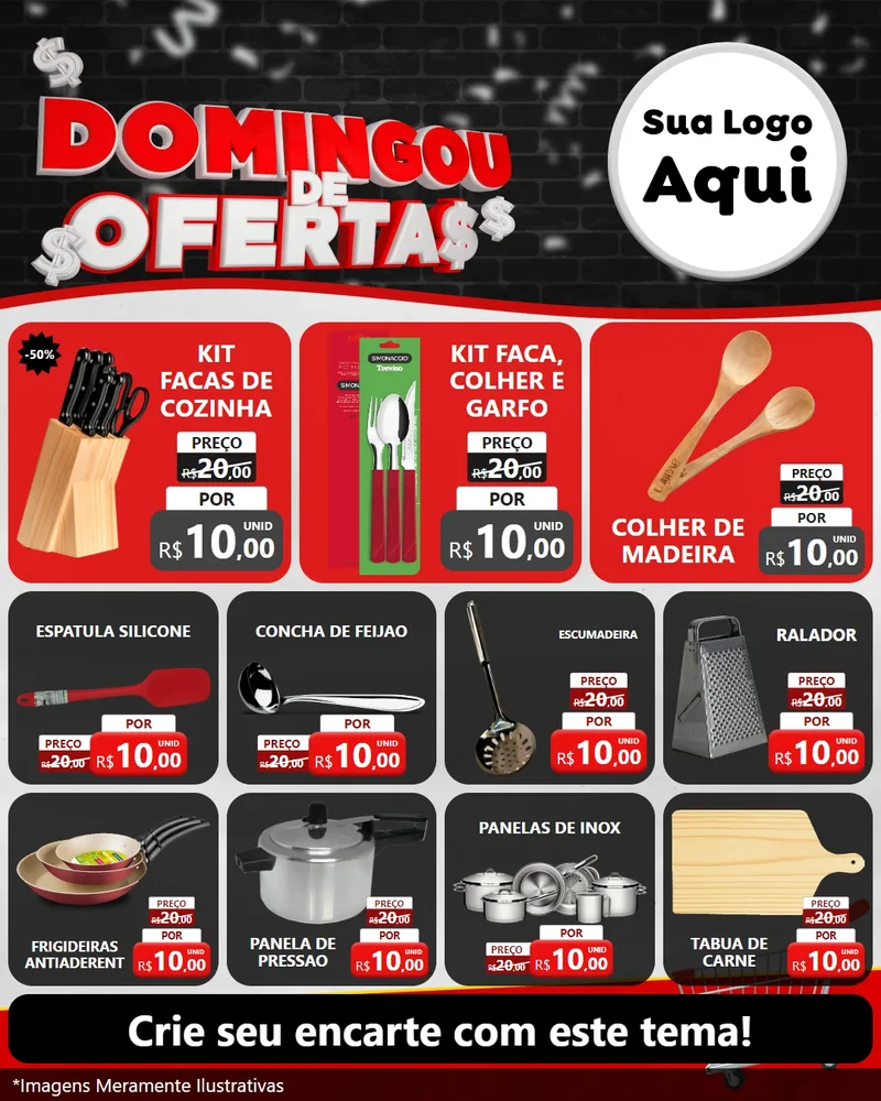 Modelo de Rede Social para Feed Instagram com o tema Domingou de Ofertas para Utilidades Domésticas