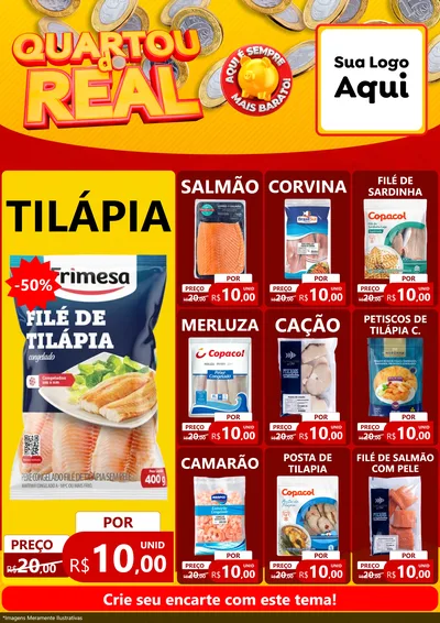 Modelo de Encarte para Encarte A4 Vertical com o tema Quartou do Real para Peixaria
