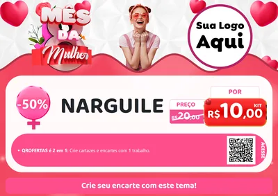 Modelo de Cartaz para Cartaz A4 Horizontal com o tema Mês da Mulher para Tabacaria