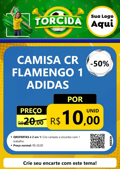 Modelo de Cartaz para Cartaz A4 Vertical com o tema Torcida para Roupas e acessórios