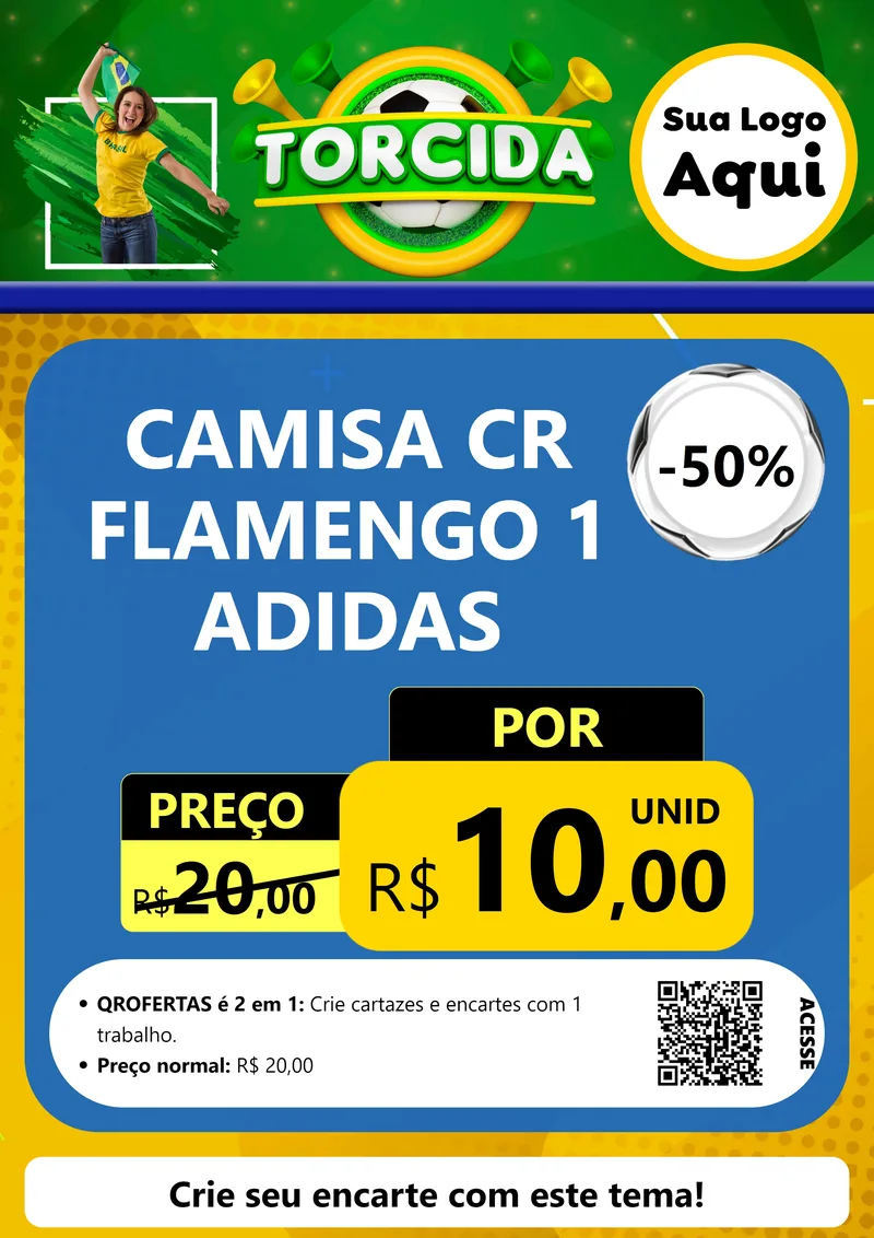 Modelo de Cartaz para Cartaz A4 Vertical com o tema Torcida para Roupas e acessórios