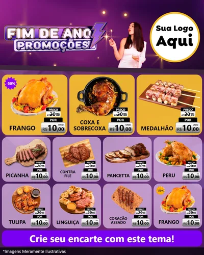 Modelo de Rede Social para Feed Instagram com o tema Fim de Ano Promoções para Assados
