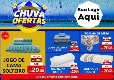 Modelo de Encarte para Encarte A4 Horizontal com o tema Chuva de Ofertas para Cama, Mesa e Banho