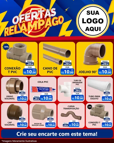 Modelo de Rede Social para Feed Instagram com o tema Ofertas Relâmpago para Tubos e conexões