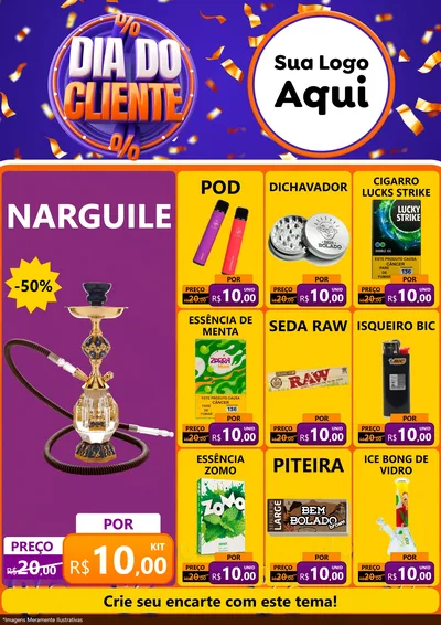 Modelo de Encarte para Encarte A4 Vertical com o tema Dia do Cliente para Tabacaria