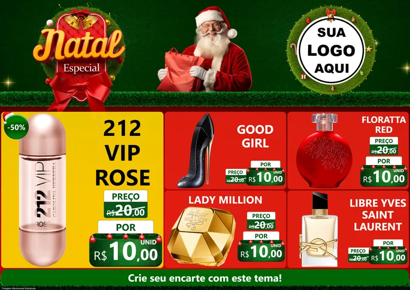 Modelo de Encarte para Encarte A4 Horizontal com o tema Natal Especial para Perfumes