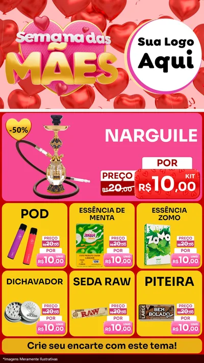 Modelo de Rede Social para Stories com o tema Semana Das Mães para Tabacaria