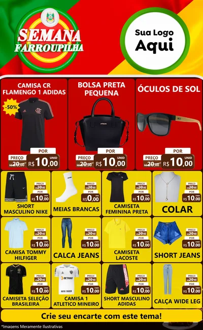 Modelo de Encarte para Encarte Grande com o tema Semana Farroupilha para Roupas e acessórios