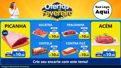 Modelo de TV para TV Horizontal com o tema Ofertas de Fevereiro para Açougue