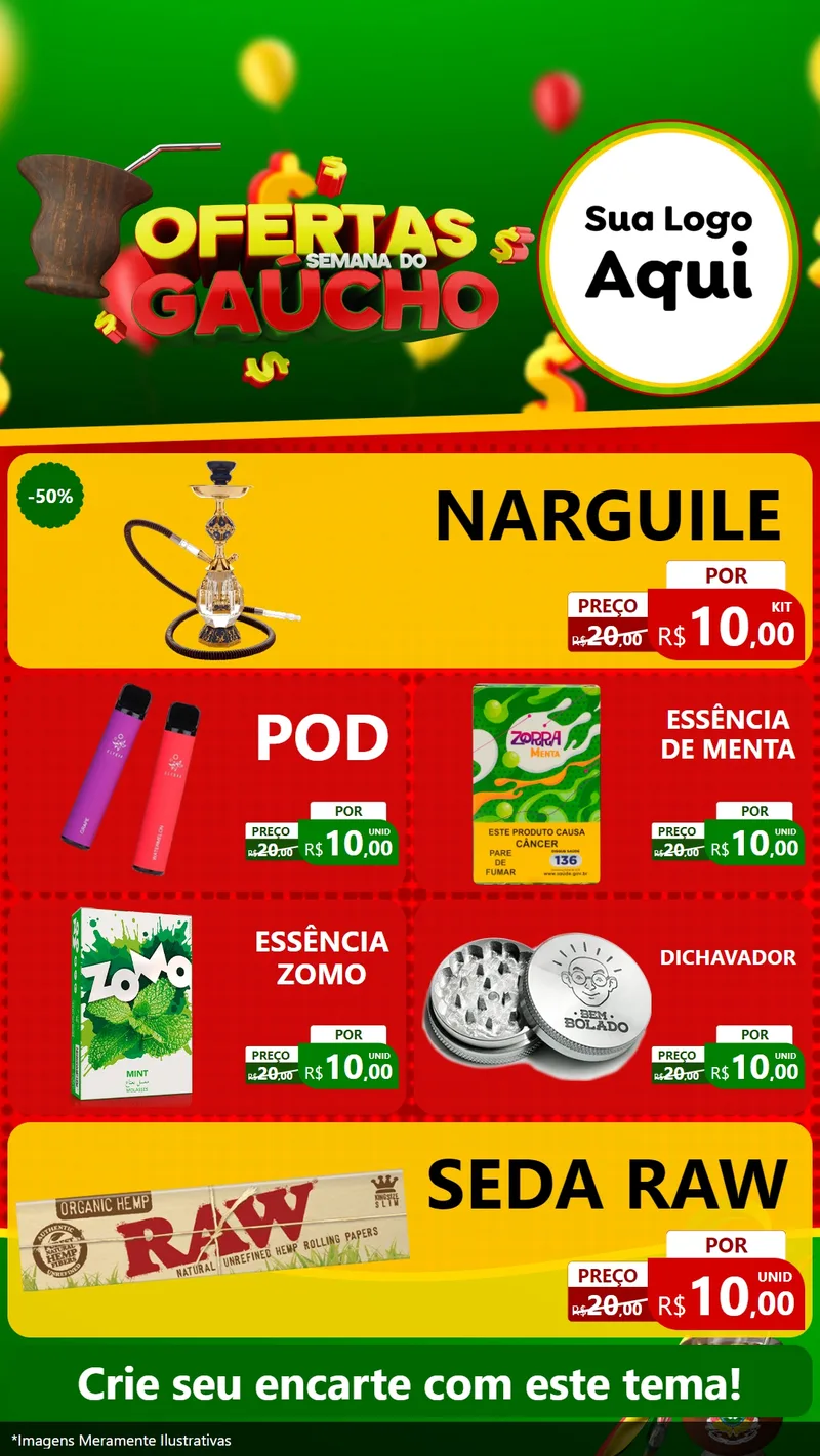 Modelo de TV para TV Vertical com o tema Ofertas Semana Do Gaúcho para Tabacaria