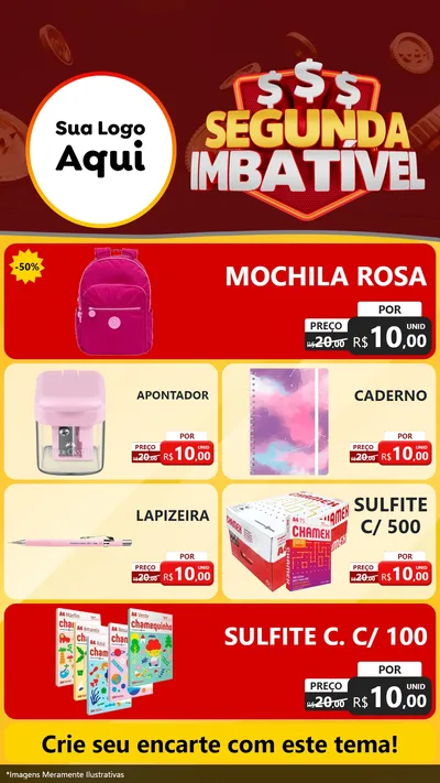 Modelo de TV para TV Vertical com o tema Segunda Imbatível para Papelaria
