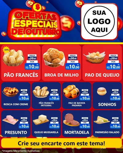 Modelo de Rede Social para Feed Instagram com o tema Ofertas Especiais de Outubro para Padaria