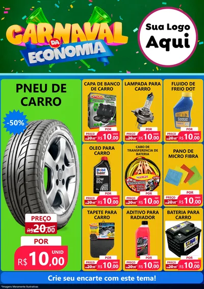 Modelo de Encarte para Encarte A4 Vertical com o tema Carnaval da Economia para Auto peças