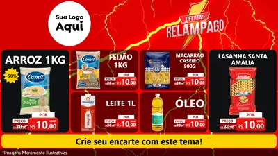 Modelo de TV para TV Horizontal com o tema Ofertas Relâmpago para Supermercado