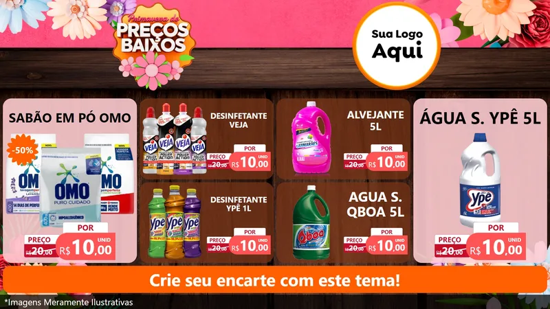 Modelo de TV para TV Horizontal com o tema Primavera de Preços Baixos para Produtos de Limpeza