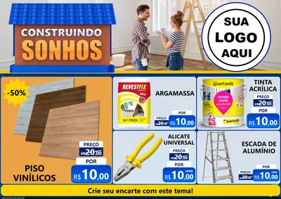 Modelo de Encarte para Encarte A4 Horizontal com o tema Construindo Sonhos para Material para Construção
