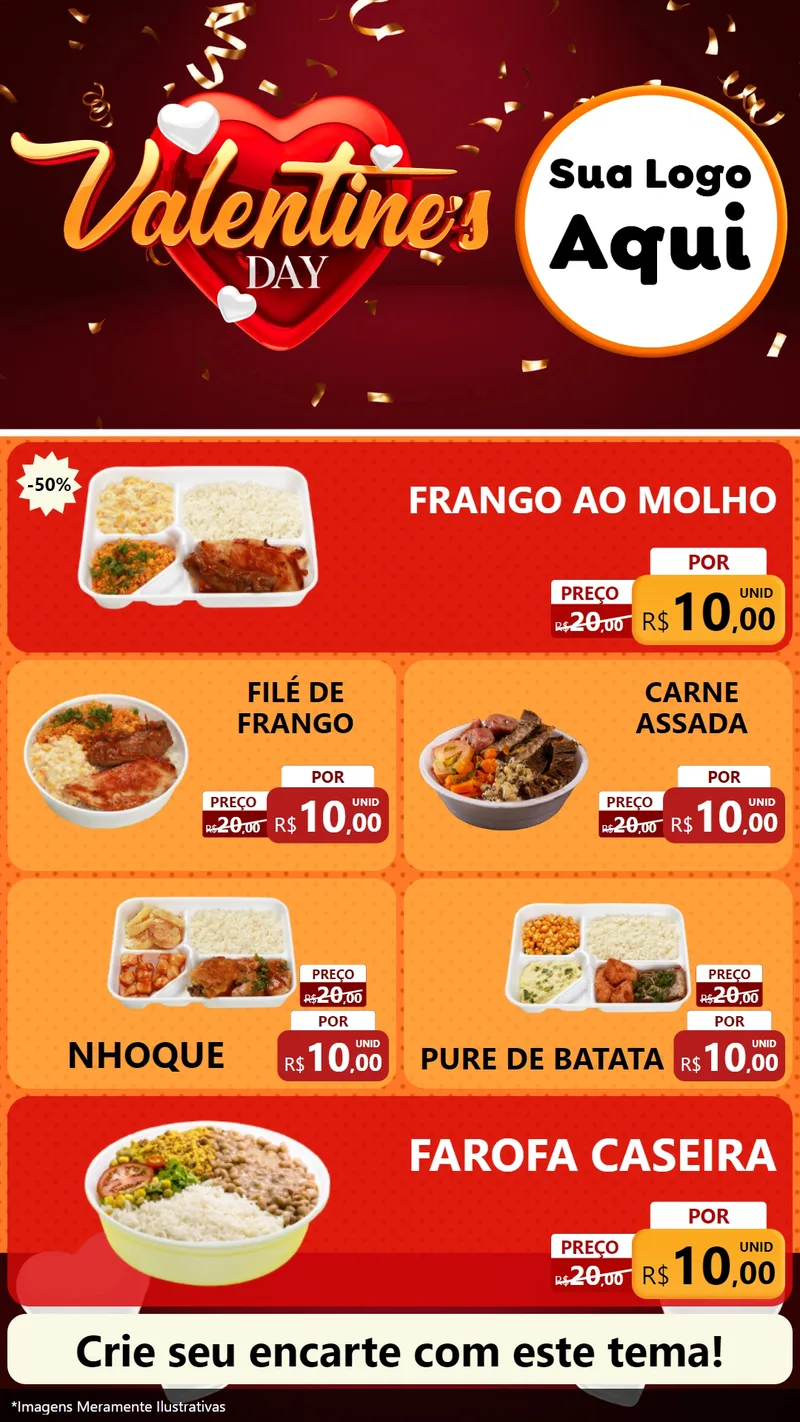 Modelo de TV para TV Vertical com o tema Valentine's Day para Restaurante