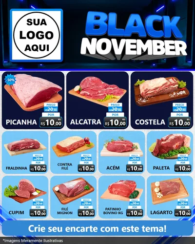 Modelo de Rede Social para Feed Instagram com o tema Black November para Açougue