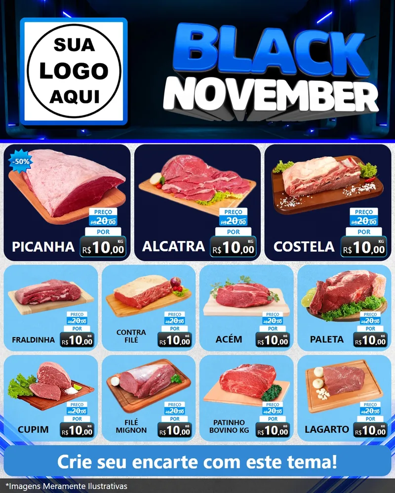 Modelo de Rede Social para Feed Instagram com o tema Black November para Açougue