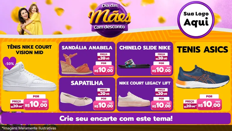 Modelo de TV para TV Horizontal com o tema Dia das Mães com Desconto para Calçados