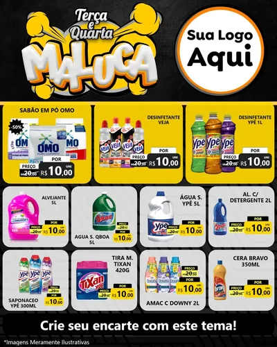 Modelo de Rede Social para Feed Instagram com o tema Terça e Quarta Maluca para Produtos de Limpeza
