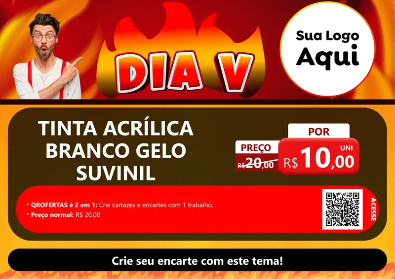 Modelo de Cartaz para Cartaz A4 Horizontal com o tema Dia V para Tintas e Ferramentas