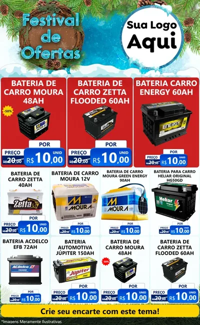 Modelo de Encarte para Encarte Grande com o tema Festival de Ofertas - Inverno para Baterias Elétricas