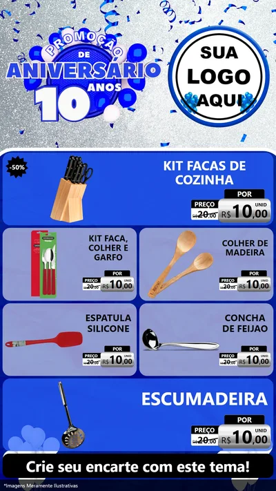 Modelo de TV para TV Vertical com o tema Promoção de Aniversário - 10 Anos para Utilidades Domésticas