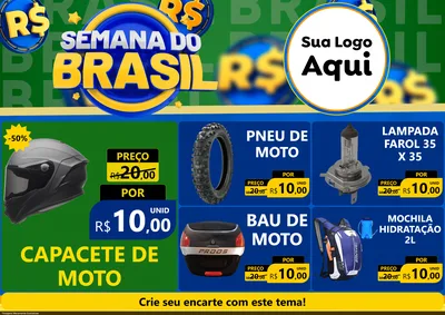 Modelo de Encarte para Encarte A4 Horizontal com o tema Semana Do Brasil para Moto peças