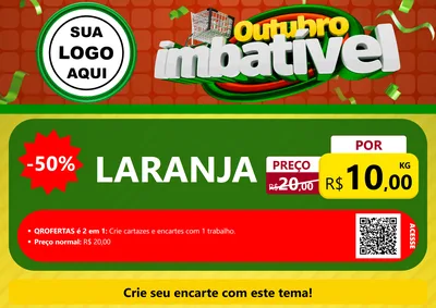 Modelo de Cartaz para Cartaz A4 Horizontal com o tema Outubro Imbatível para Hortifrúti
