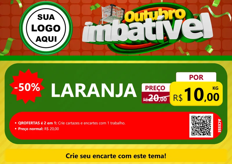Modelo de Cartaz para Cartaz A4 Horizontal com o tema Outubro Imbatível para Hortifrúti