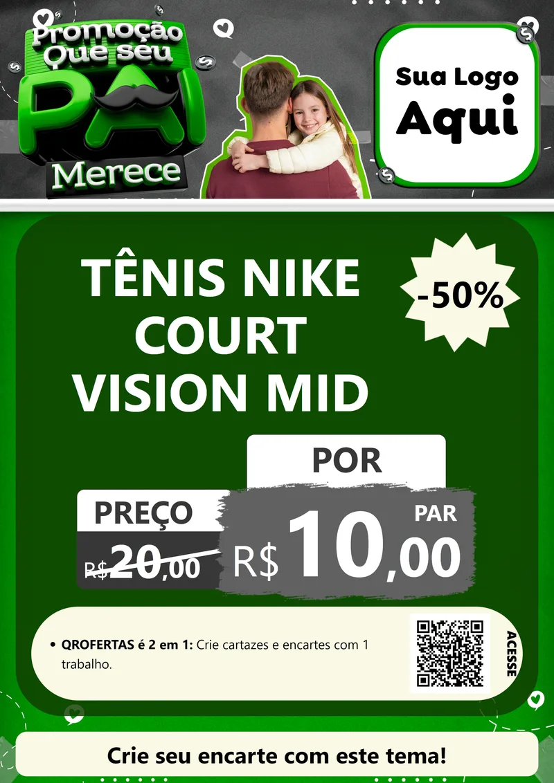 Modelo de Cartaz para Cartaz A4 Vertical com o tema Promoção Que seu Pai Merece para Calçados