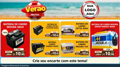 Modelo de TV para TV Horizontal com o tema Verão Imbatível para Baterias Elétricas