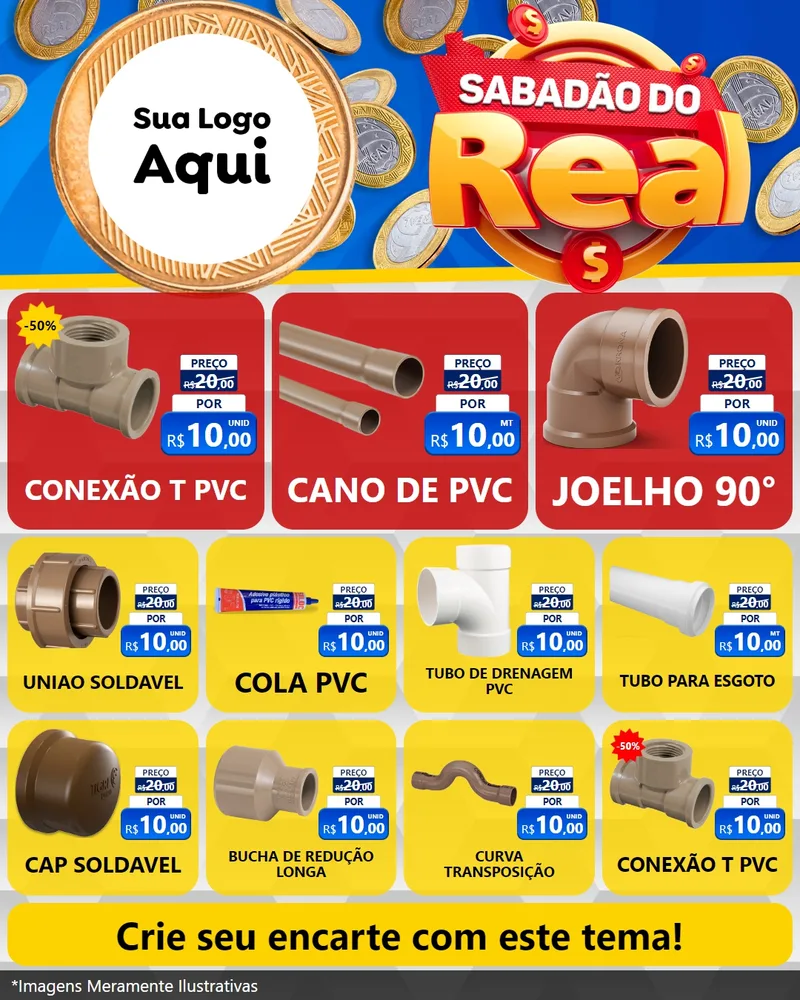 Modelo de Rede Social para Feed Instagram com o tema Sabadão do Real para Tubos e conexões