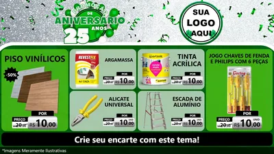 Modelo de TV para TV Horizontal com o tema Promoção de Aniversário - 25 Anos para Material para Construção