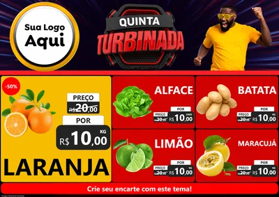 Modelo de Encarte para Encarte A4 Horizontal com o tema Quinta Turbinada para Hortifrúti