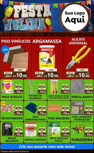 Modelo de Encarte para Encarte Grande com o tema Festa Julina para Material para Construção