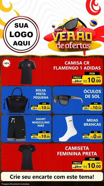 Modelo de TV para TV Vertical com o tema Super Verão de Ofertas para Roupas e acessórios