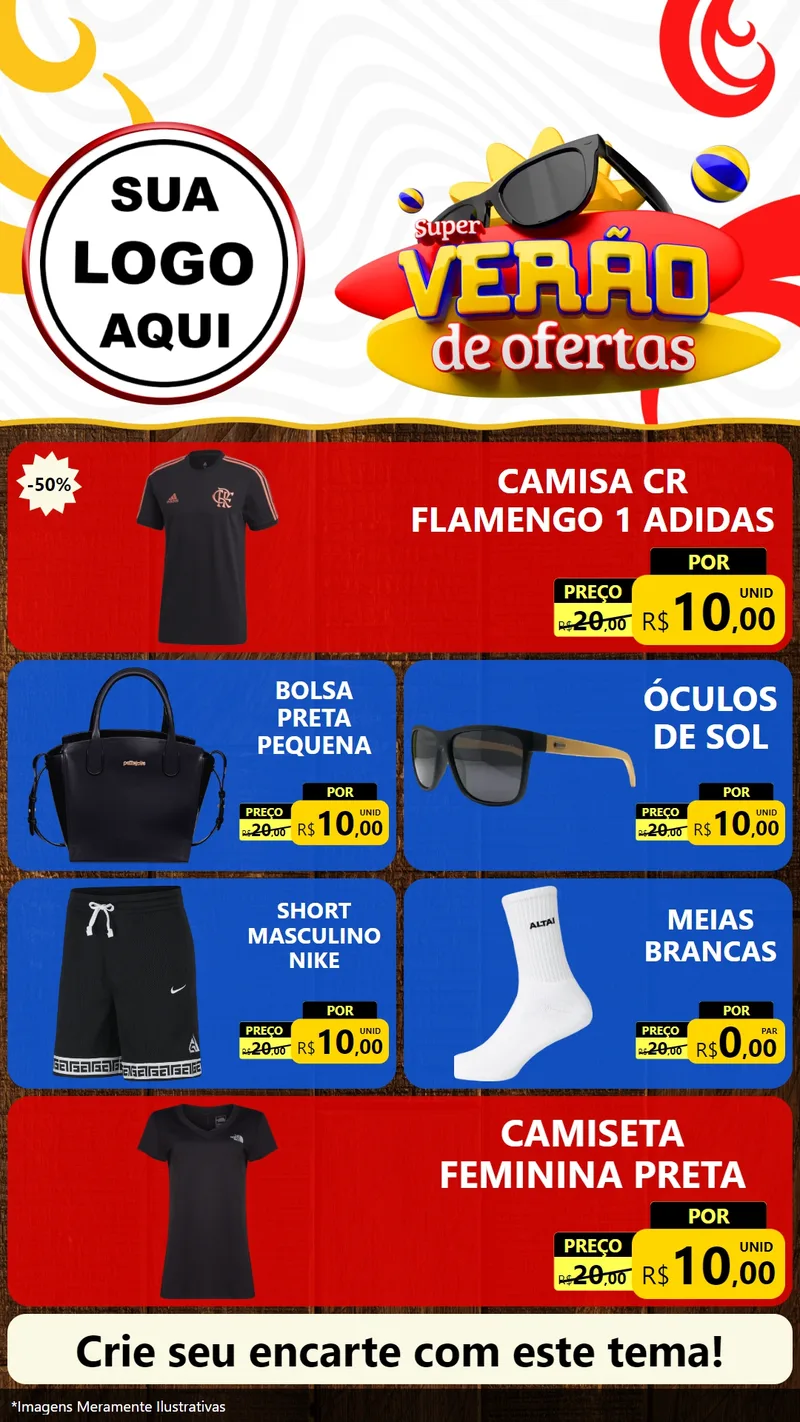 Modelo de TV para TV Vertical com o tema Super Verão de Ofertas para Roupas e acessórios