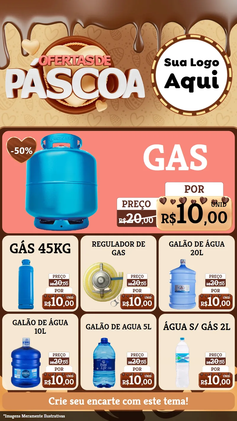 Modelo de Rede Social para Stories com o tema Ofertas de Páscoa para Água e gás