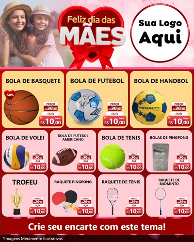 Modelo de Rede Social para Feed Instagram com o tema Feliz Dia Das Mães para Artigos Esportivos