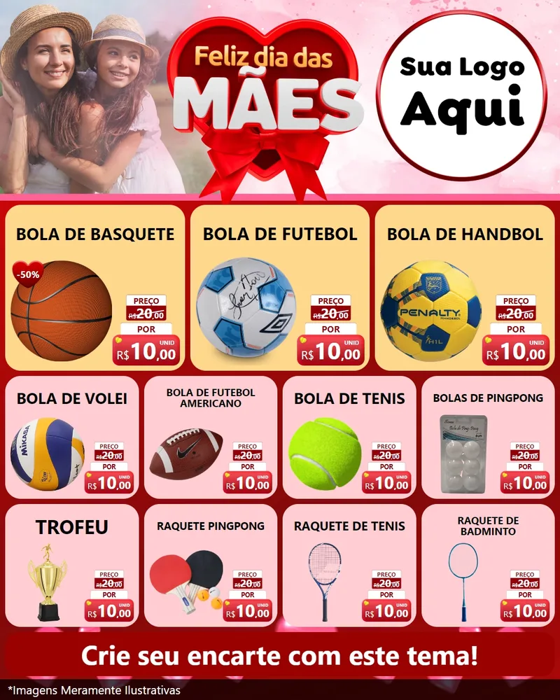 Modelo de Rede Social para Feed Instagram com o tema Feliz Dia Das Mães para Artigos Esportivos