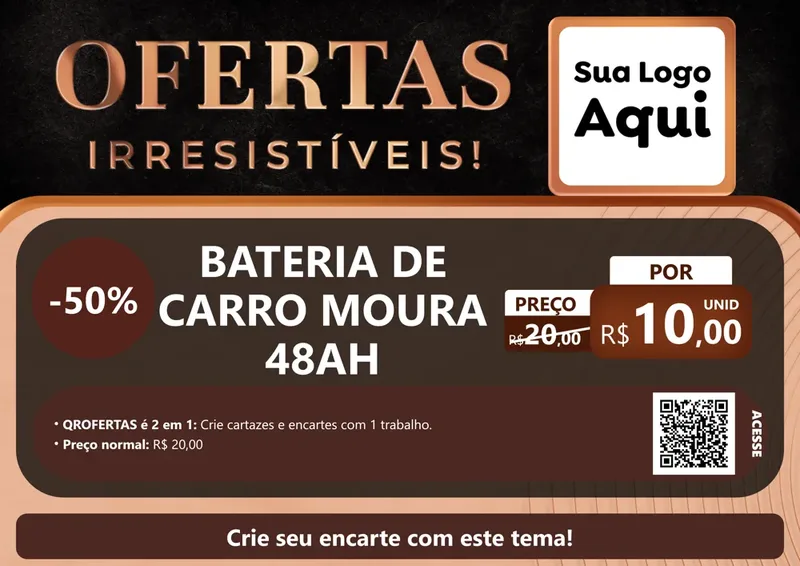 Modelo de Cartaz para Cartaz A4 Horizontal com o tema Ofertas Irresistíveis! para Baterias Elétricas