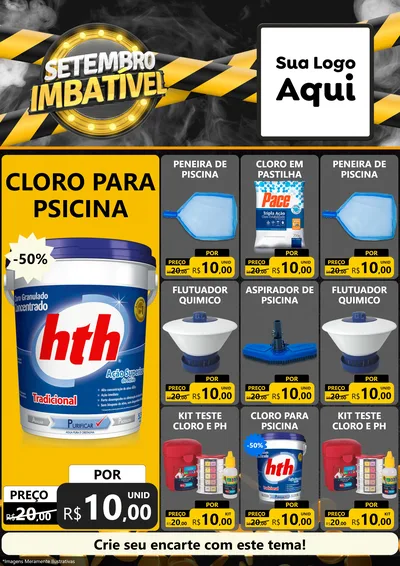 Modelo de Encarte para Encarte A4 Vertical com o tema Setembro Imbatível para Produtos para Piscina