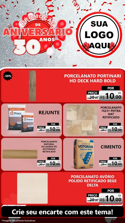 Modelo de TV para TV Vertical com o tema Promoção de Aniversário - 30 Anos para Pisos e revestimentos