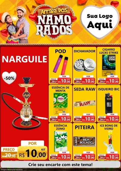 Modelo de Encarte para Encarte A4 Vertical com o tema Arraiá dos Namorados para Tabacaria