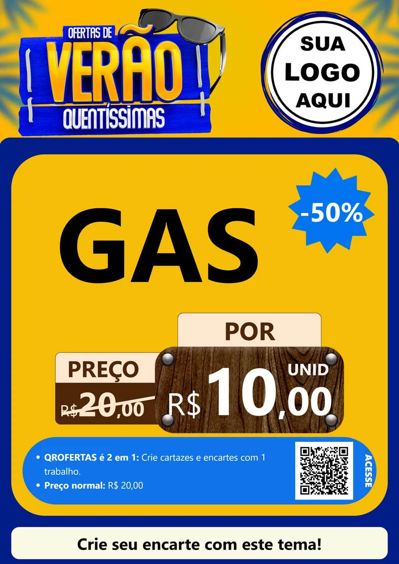 Modelo de Cartaz para Cartaz A4 Vertical com o tema Ofertas de Verão Quentíssimas para Água e gás