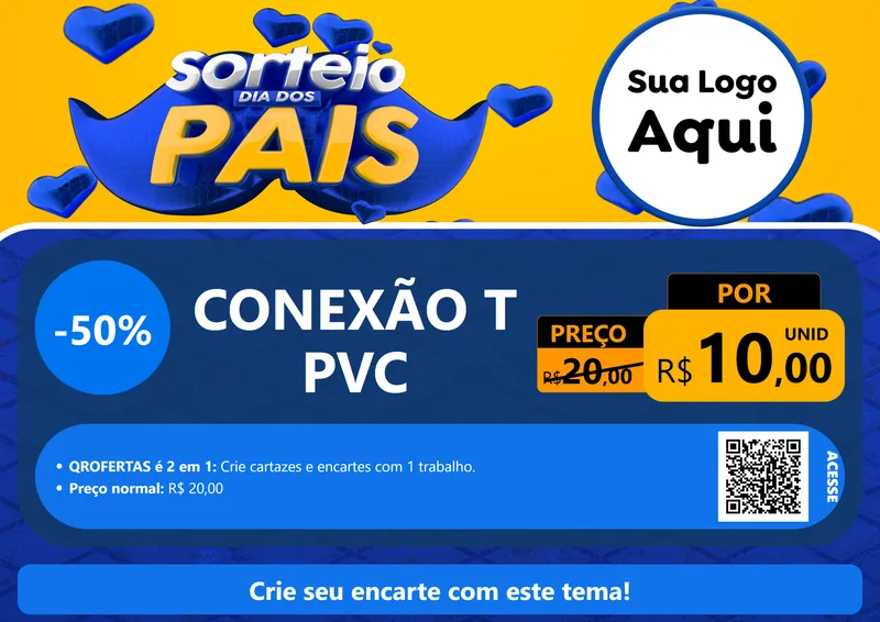 Modelo de Cartaz para Cartaz A4 Horizontal com o tema Sorteio Dia dos Pais para Tubos e conexões